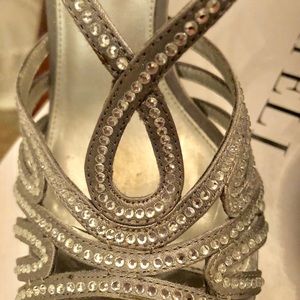 Silver High Heels with Crystals
